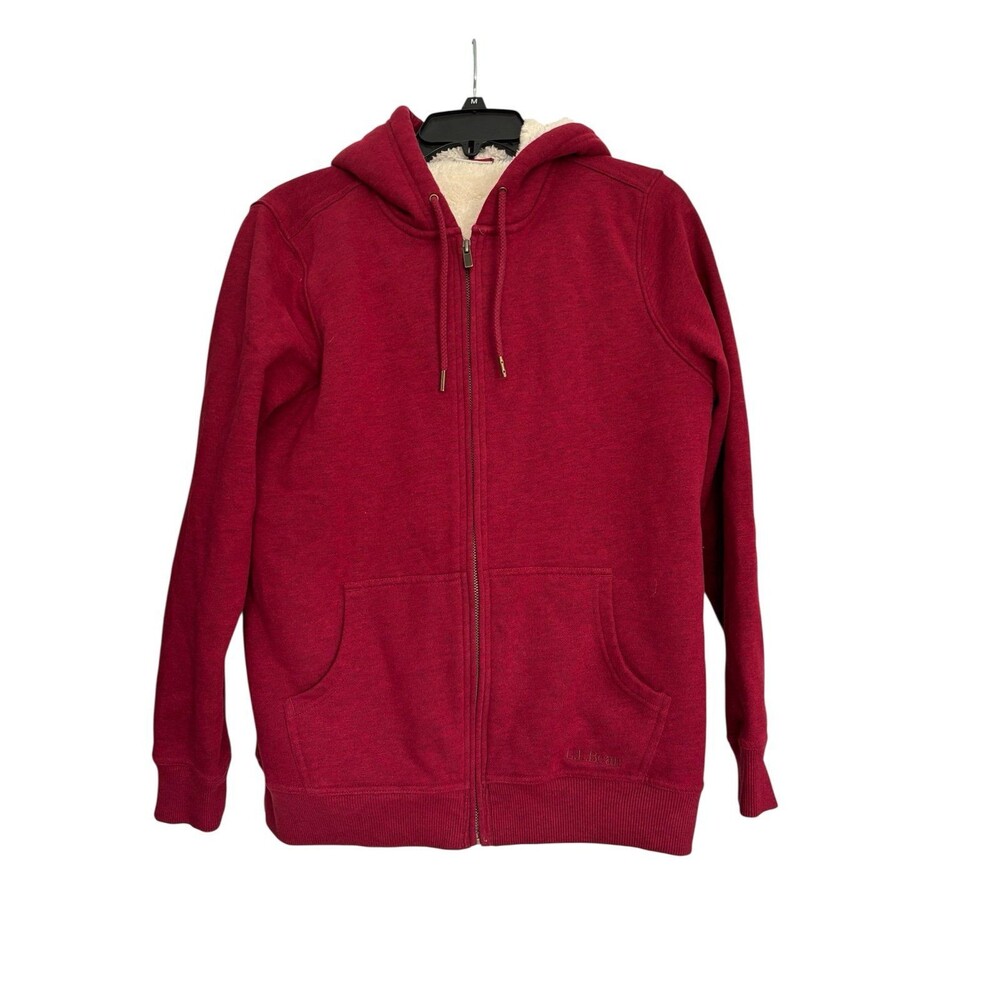 LL Bean Sherpa Lined Hoodie Sweatshirt Women's M Full Zip Hooded Outdoor